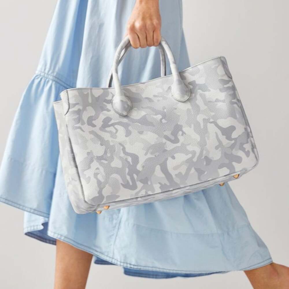 Mark & Graham Elisabetta Slouch Camo Leather Handbag Tote Made In Italy Luxury